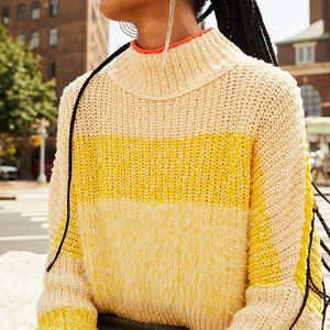 Free People SUNBRITE Cropped Mock Neck Sweater Size L